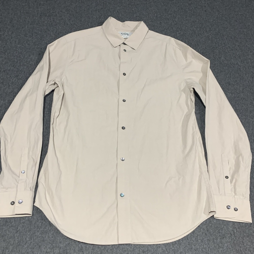 COS 100% COTTON Beige Button Down Regular Fit Shirt - Size EU 39/US M (15.5")